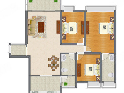 3室2厅 126.01平米