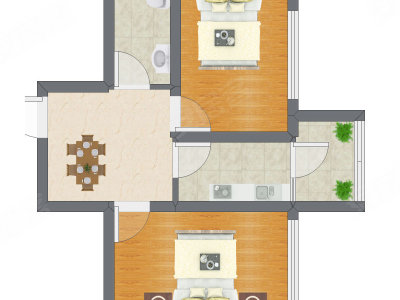 2室1厅 49.00平米户型图