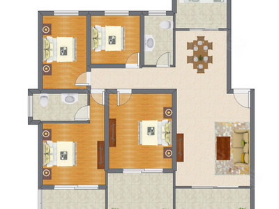 4室2厅 146.00平米户型图
