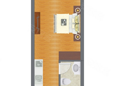 1室2厅 20.00平米户型图