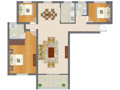 3室2厅 144.42平米