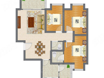 3室2厅 87.76平米