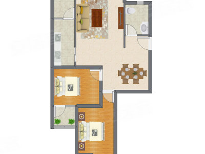 2室2厅 90.21平米