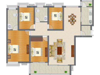 4室2厅 165.00平米