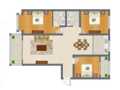 3室2厅 111.00平米户型图