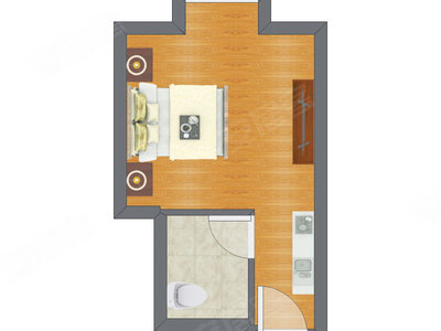 1室0厅 35.33平米户型图