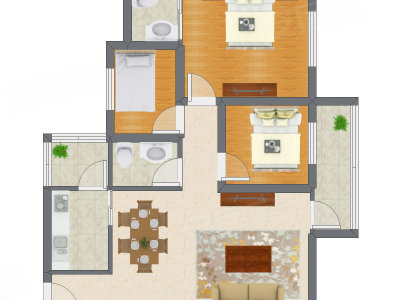 3室2厅 93.00平米户型图
