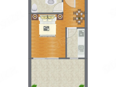1室1厅 31.27平米户型图