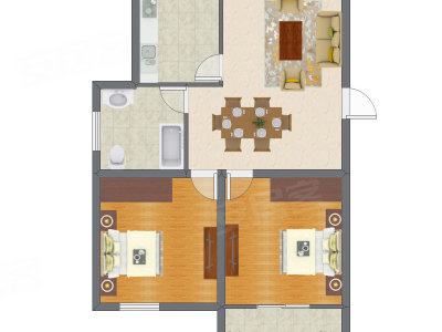 2室2厅 67.76平米