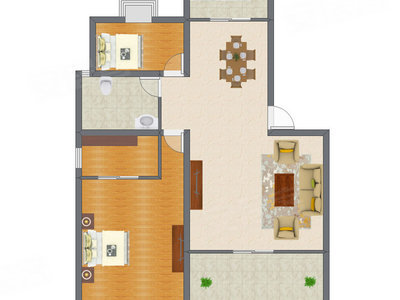 2室2厅 94.38平米户型图