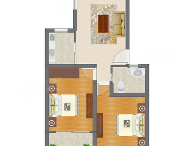 2室1厅 70.79平米户型图