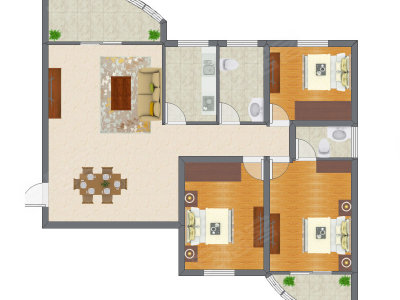 3室2厅 98.52平米