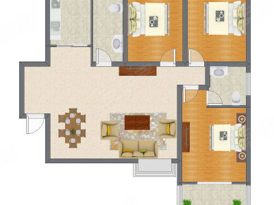 3室2厅 137.59平米户型图