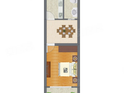 1室1厅 42.19平米户型图