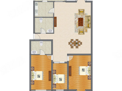 3室2厅 159.55平米