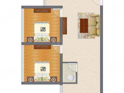2室1厅 88.58平米户型图
