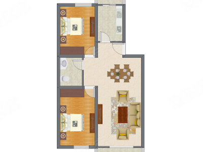 2室2厅 99.89平米户型图