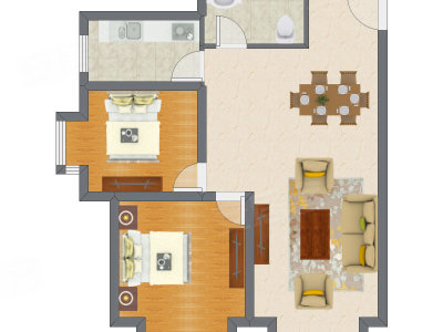 2室1厅 60.25平米