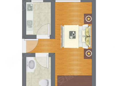 1室0厅 19.12平米户型图