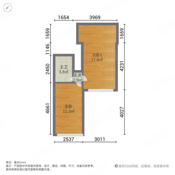 龙光玖钻3室2厅2卫38.55㎡南北128万