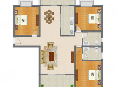 3室2厅 162.72平米户型图
