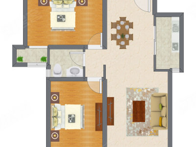 2室2厅 96.04平米户型图