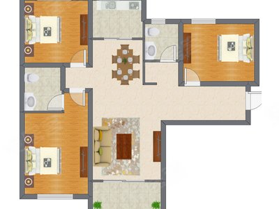 3室2厅 109.00平米