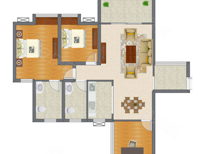 3室2厅 99.38平米