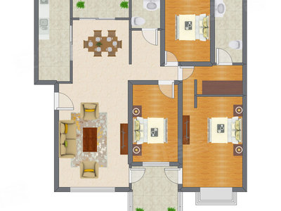3室2厅 128.81平米