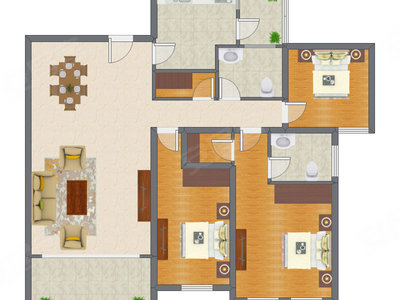 3室2厅 116.95平米户型图