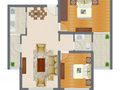 2室2厅 81.67平米户型图