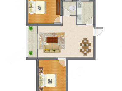 2室2厅 75.54平米