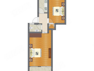 2室1厅 49.00平米