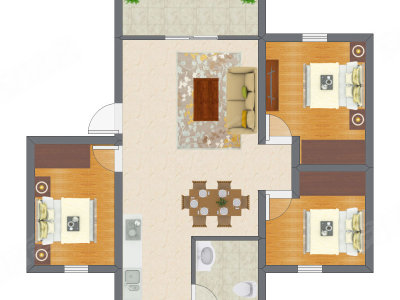 3室1厅 94.90平米