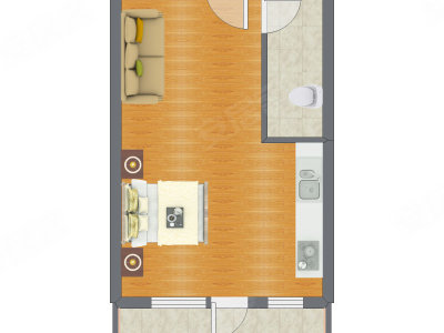 1室0厅 55.90平米
