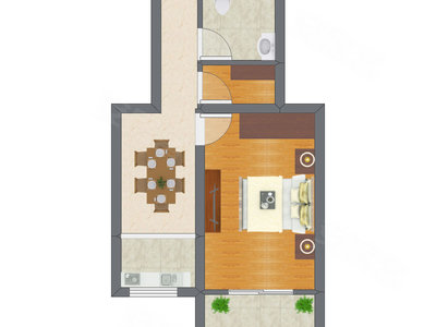 1室1厅 31.01平米户型图