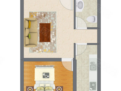 1室1厅 31.70平米户型图