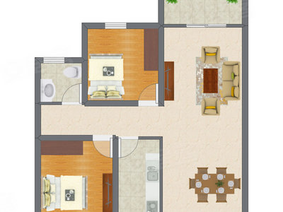 2室1厅 60.45平米