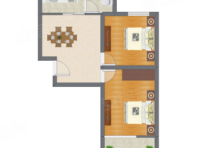 2室1厅 65.66平米户型图