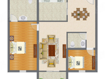 2室2厅 123.86平米