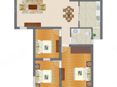 3室2厅 64.03平米