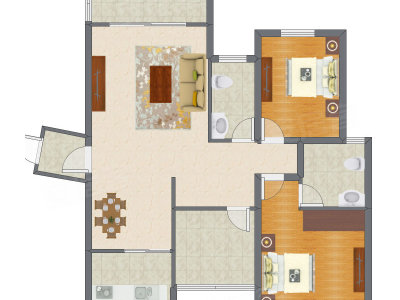 2室2厅 114.60平米户型图
