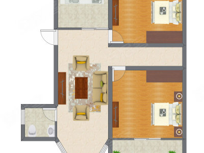 2室1厅 72.67平米户型图