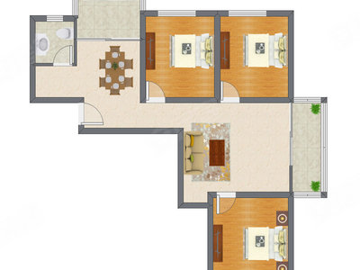 3室2厅 123.53平米户型图
