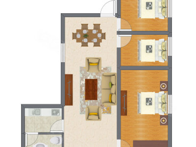 3室2厅 80.00平米