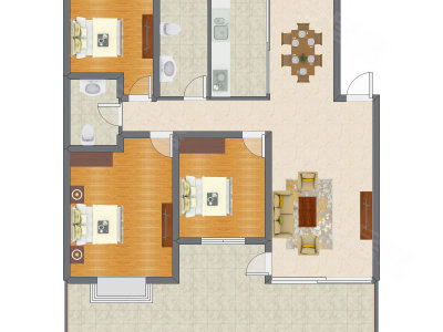 3室2厅 121.86平米户型图