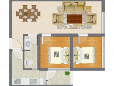 2室2厅 75.12平米