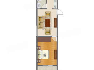 1室1厅 52.33平米