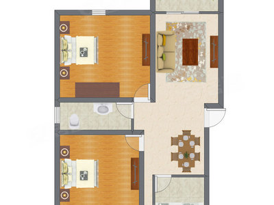 2室2厅 101.34平米户型图