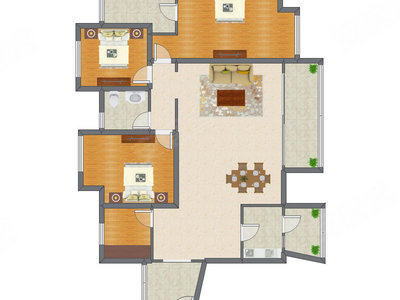 3室2厅 157.79平米户型图